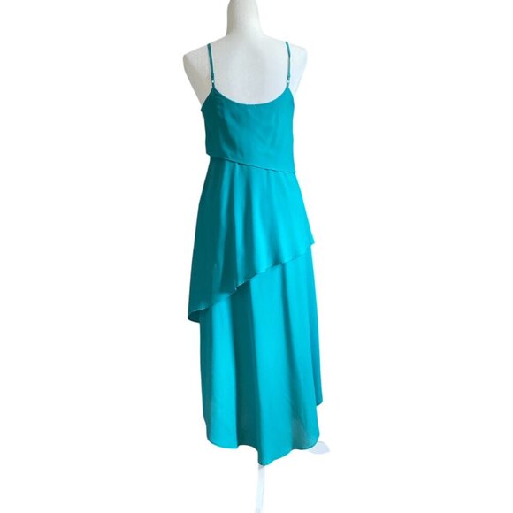BCBG High Low Asymmetrical Tiered Maxi Dress Teal Size XS - Picture 2 of 5